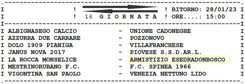 16^ Giornata Ritorno Armistizio Esedra don Bosco Padova Juniores Elite U19 Girone C SS 2022-2023 gare